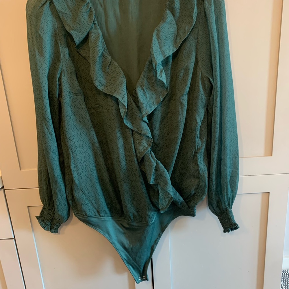Abercrombie & Fitch Sheer wrap blouse bodysuit
